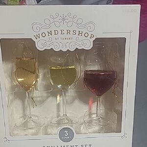 Wondershop Festive Wine Glass Ornaments - Gold, Green, Red